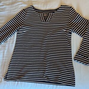 Talbots Medium Petite Navy and White Striped Women's Top